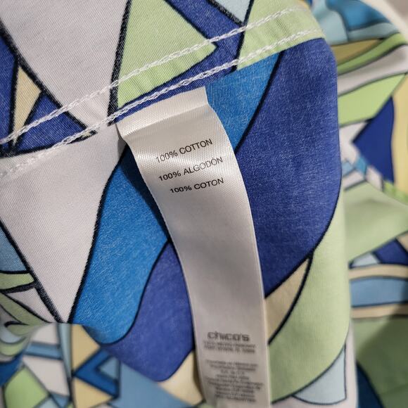 Chicos Womens Shirt Size Medium Chicos 1 Spring Summer Colorful Resort Casual - Picture 8 of 14